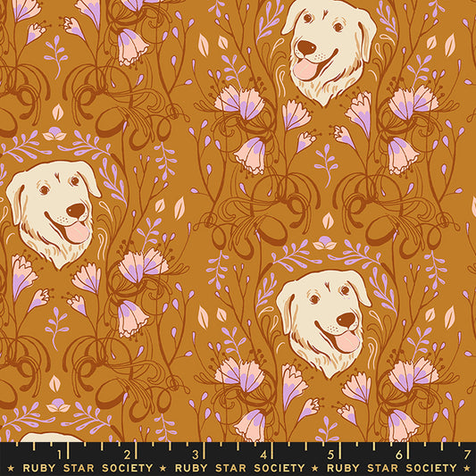 PREORDER DOG PARK || Golden Garden Earth || Cotton Quilting Fabric