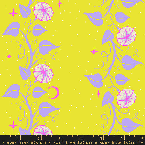 Glow Garden || Moon Vines Citron || Cotton Quilting Fabric