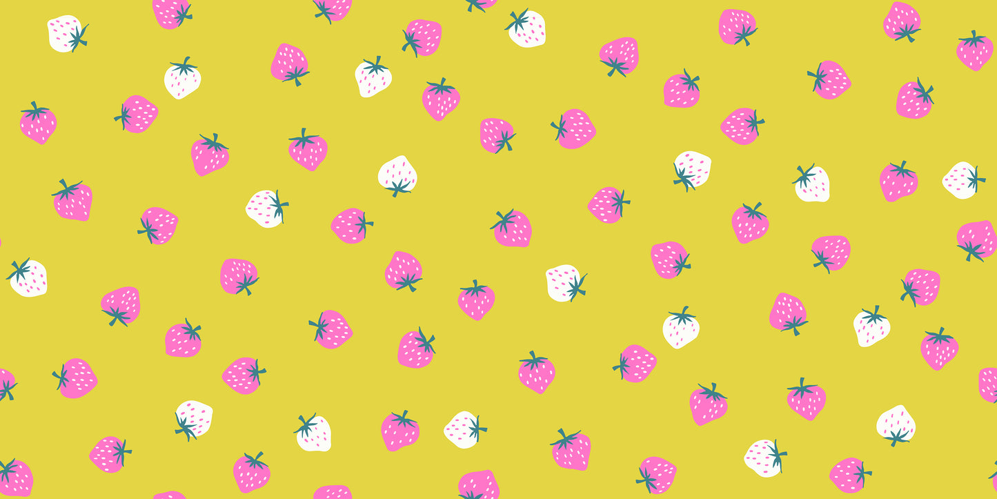 PREORDER PICTURE BOOK || Strawberry Toss Citron || Cotton Quilting Fabric