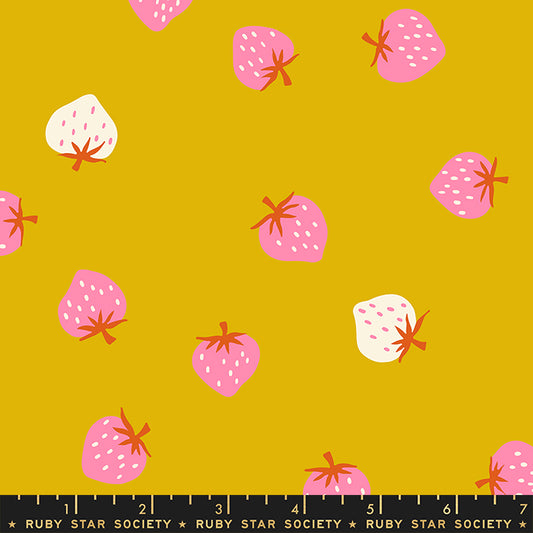 PREORDER PICTURE BOOK || Strawberry Toss Goldenrod || Cotton Quilting Fabric