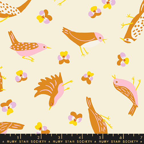 Bird Is the Word || Migration Natural || Cotton Quilting Fabric