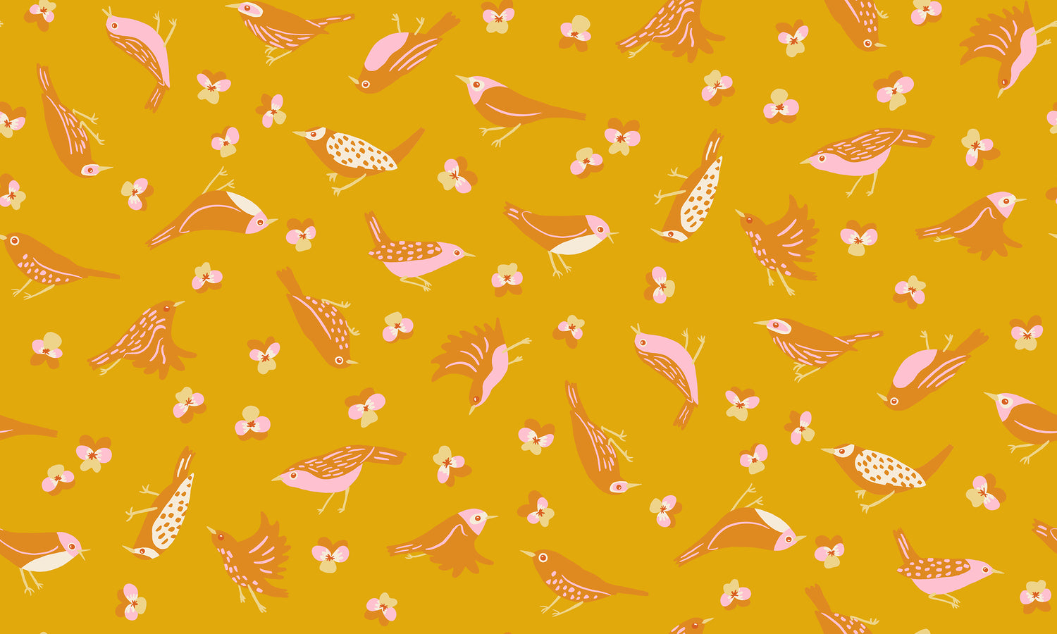 Bird Is the Word || Migration Goldenrod || Cotton Quilting Fabric