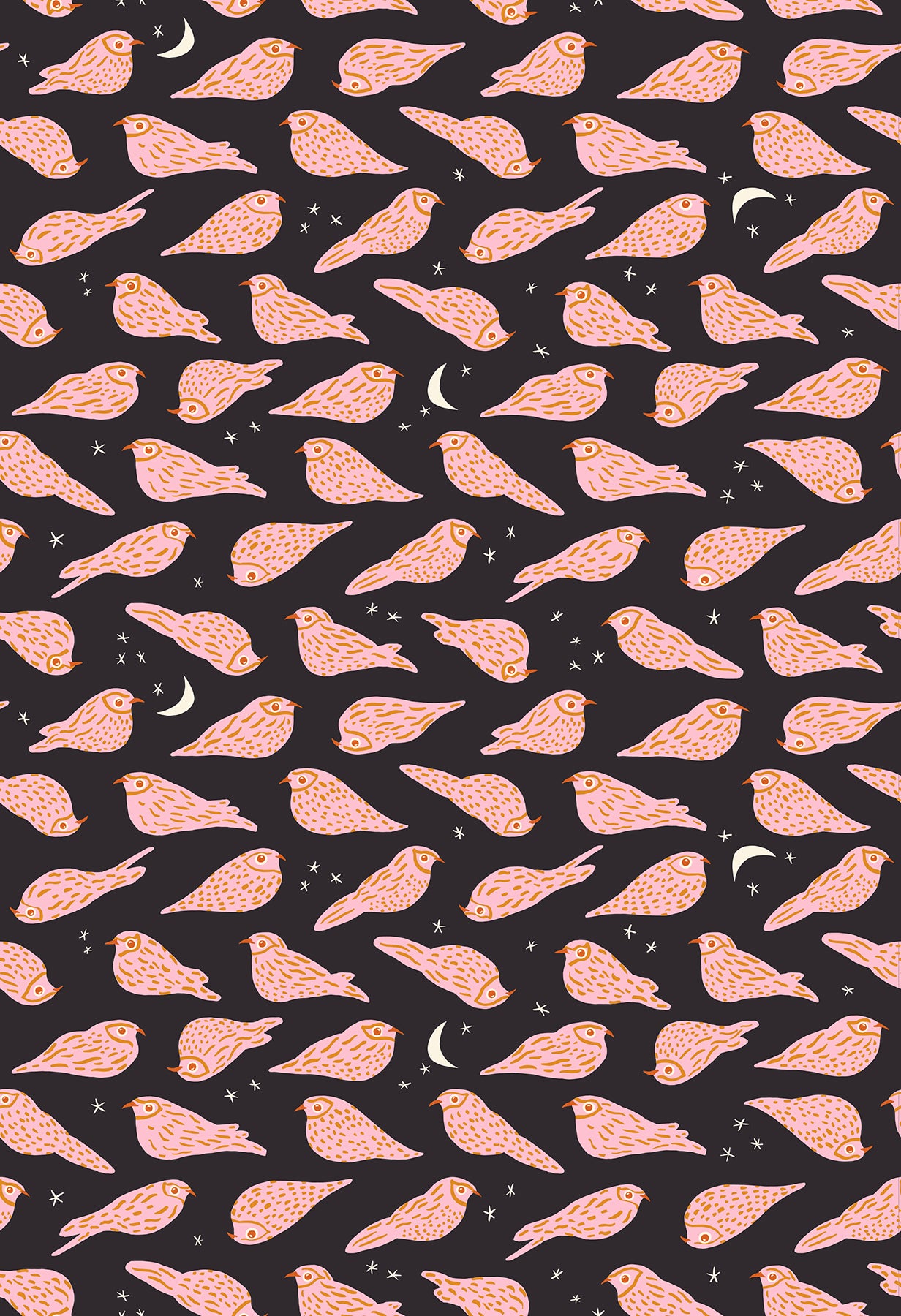 Bird Is the Word || Whippoorwill Soft Black || Cotton Quilting Fabric