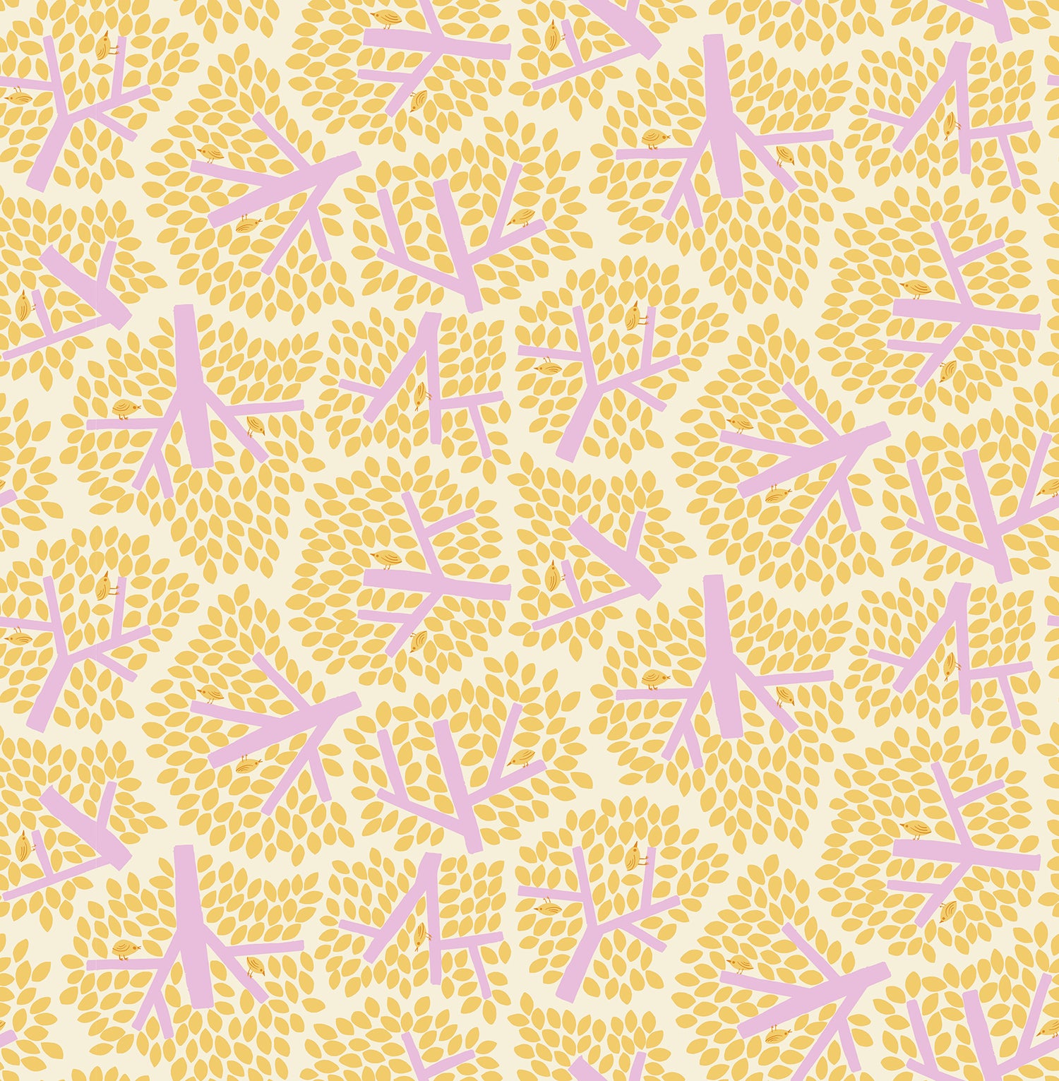 Bird Is the Word || Canopy Natural || Cotton Quilting Fabric