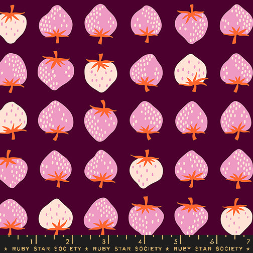 NOV PREORDER Strawberry || Strawberry Deep Plum || Cotton Quilting Fabric
