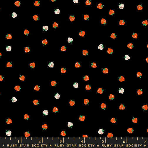 SEPT PREORDER Strawberry || Mini Berry Black || Cotton Quilting Fabric