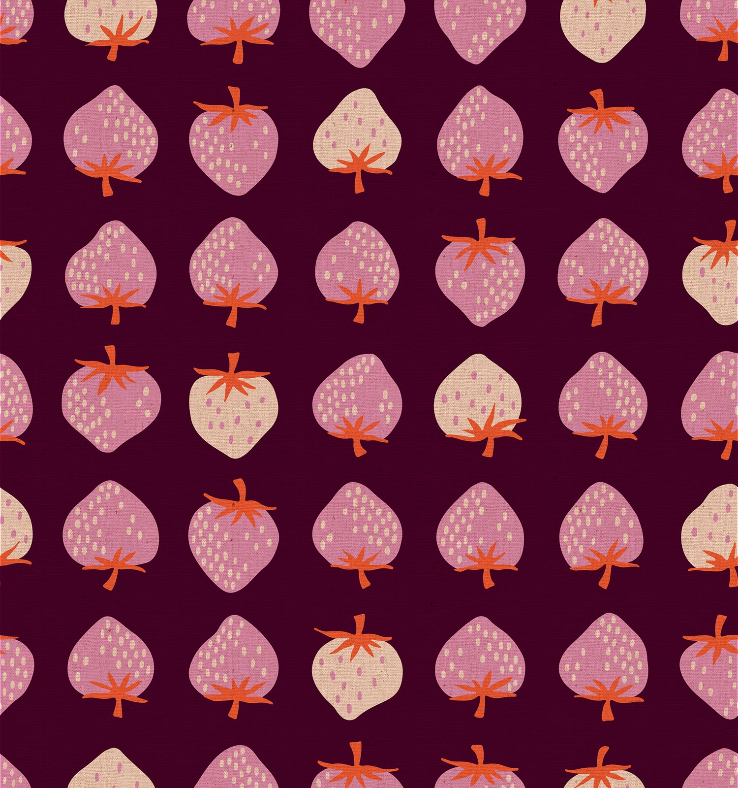 Strawberry || Strawberry Deep Plum || Linen Canvas || Half Yard