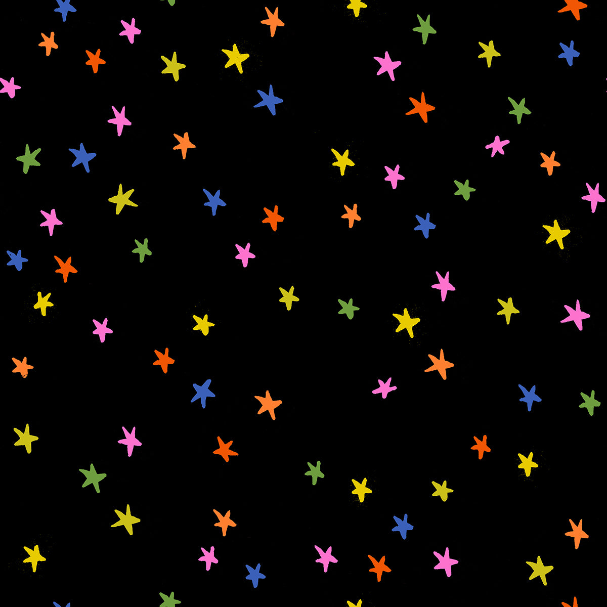 STARRY ’25 || Black Vivid Rainbow || Cotton Quilting Fabric