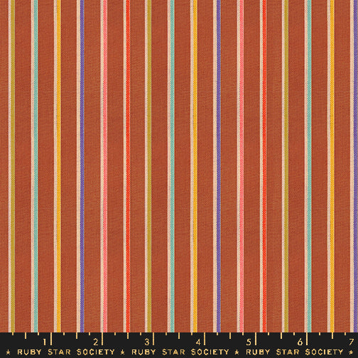 Warp & Weft Ooh Lucky Lucky || Sketch Stripe Maple Flat Weave || Woven Fabric