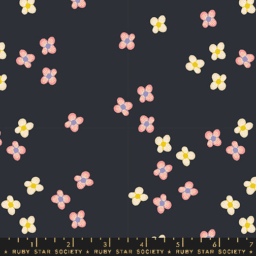 PREORDER Favorite Flowers || Blossom Soft Black || Cotton Quilting Fabric