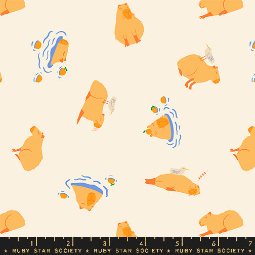 Animal, Animal || Capybara Natural || Cotton Quilting Fabric