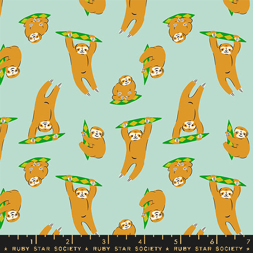 Animal, Animal || Sloth Minty || Cotton Quilting Fabric