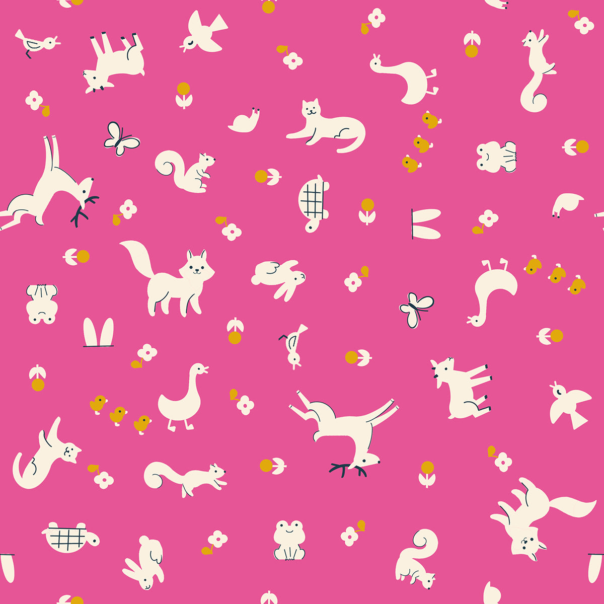 Woodland Park || Menagerie Raspberry || Cotton Quilting Fabric
