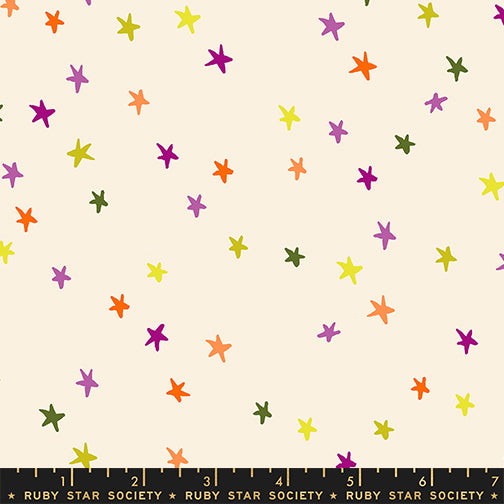 PREORDER FREAKY FAMILIARS || Starry Spooky Natural || Cotton Quilting Fabric