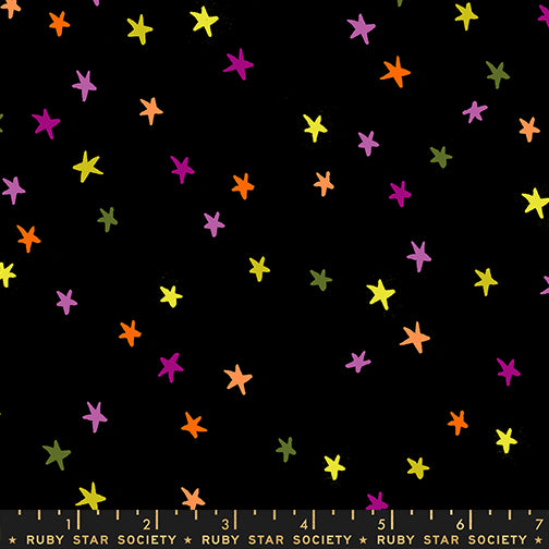 PREORDER FREAKY FAMILIARS || Starry Spooky Black || Cotton Quilting Fabric