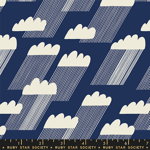 Water || Rainclouds Navy || Cotton Quilting Fabric