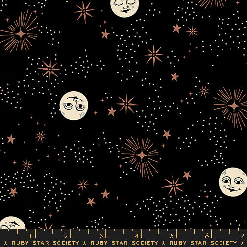 PREORDER GOOD SPIRITS || Wise Moons Black || Cotton Quilting Fabric