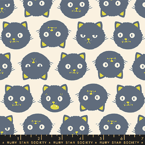 PREORDER GOOD SPIRITS || Scaredy Cats Natural (GLOW) || Cotton Quilting Fabric