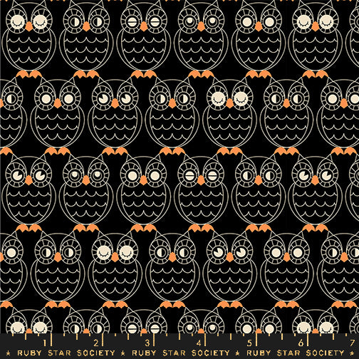 PREORDER GOOD SPIRITS || Hoos There Black || Cotton Quilting Fabric