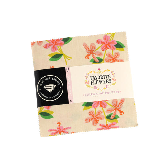 PREORDER Favorite Flowers || 42 pc Charm Pack || Cotton Quilting Fabric