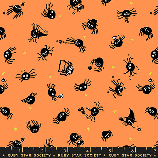 PREORDER FREAKY FAMILIARS || Spider Sense Orange || Cotton Quilting Fabric