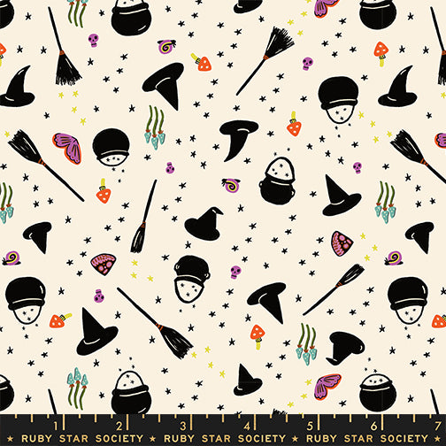 PREORDER FREAKY FAMILIARS || Witchy Woman Natural || Cotton Quilting Fabric