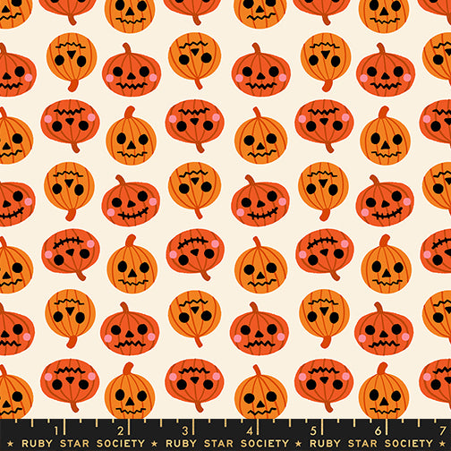 PREORDER FREAKY FAMILIARS || Pumpkin Party Orange || Cotton Quilting Fabric