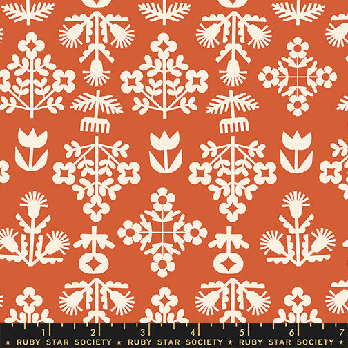 PREORDER Paper Cuts 2 || Fresh Cut of Flowers Persimmon || Cotton Quilting Fabric