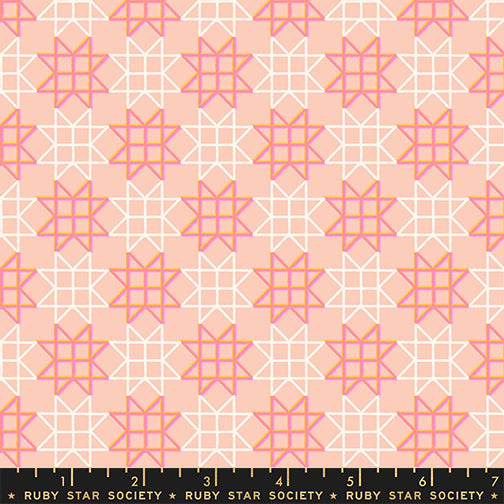 PREORDER Paper Cuts 2 || Paper Star Peach Puff (Neon) || Cotton Quilting Fabric