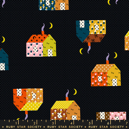 PREORDER MYSTIC FABLE || Little House Soft Black RS4146 14 || Cotton Quilting Fabric