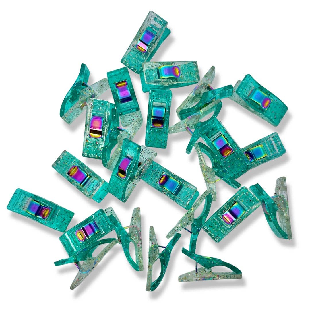 Teal Glitter Clips | Pack of 25