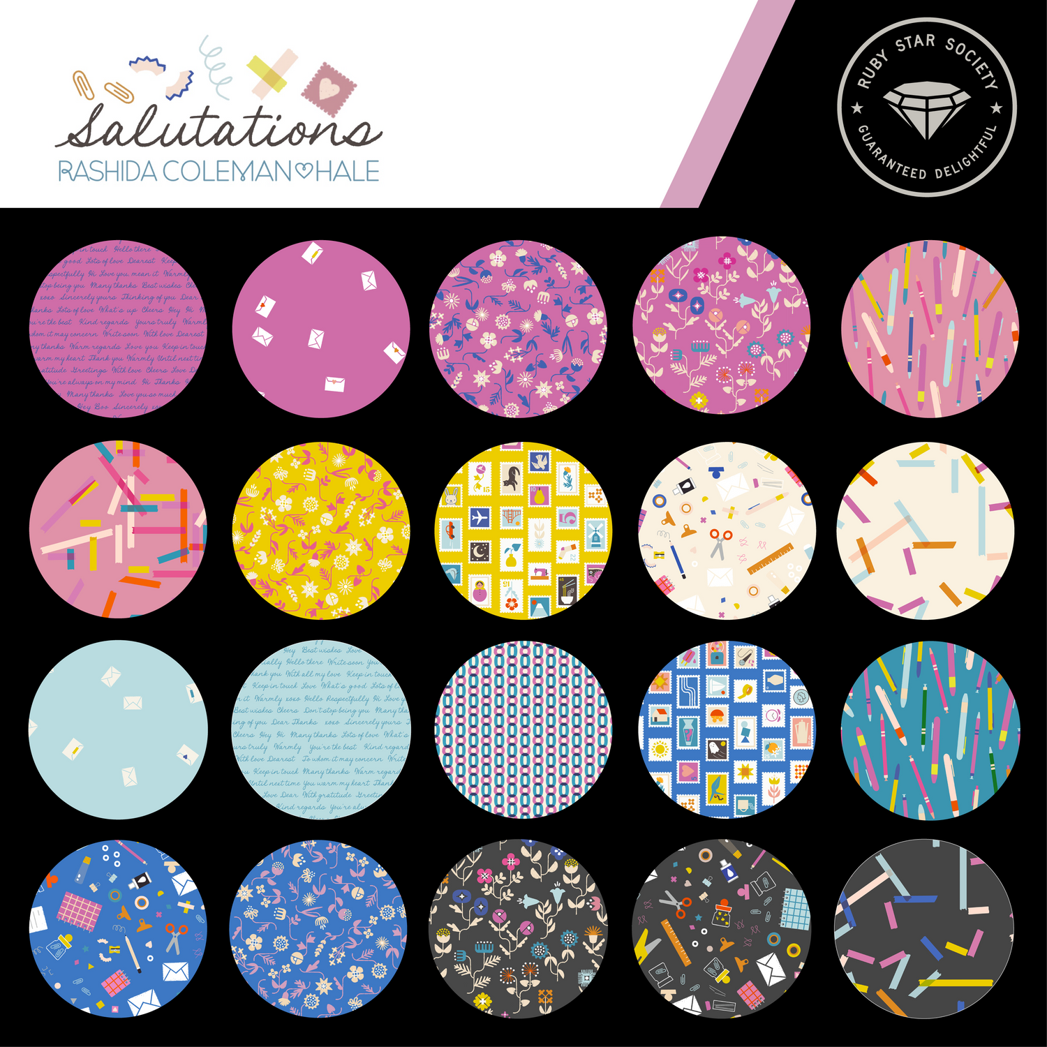 Salutations || 40 pc Jelly Roll || Cotton Quilting Fabric