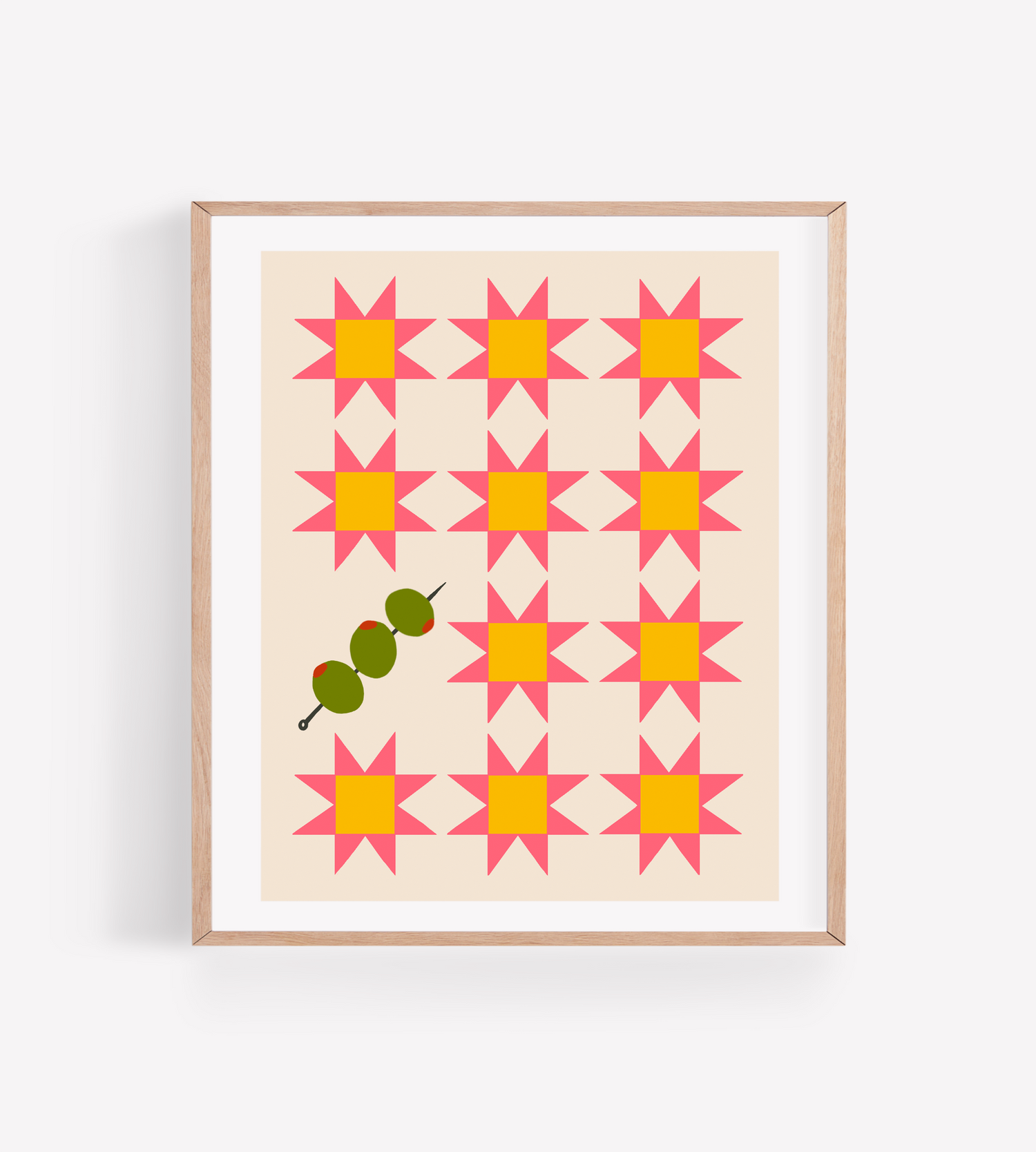 Sawtooth Quilt with Olives Art Print: 8x10"