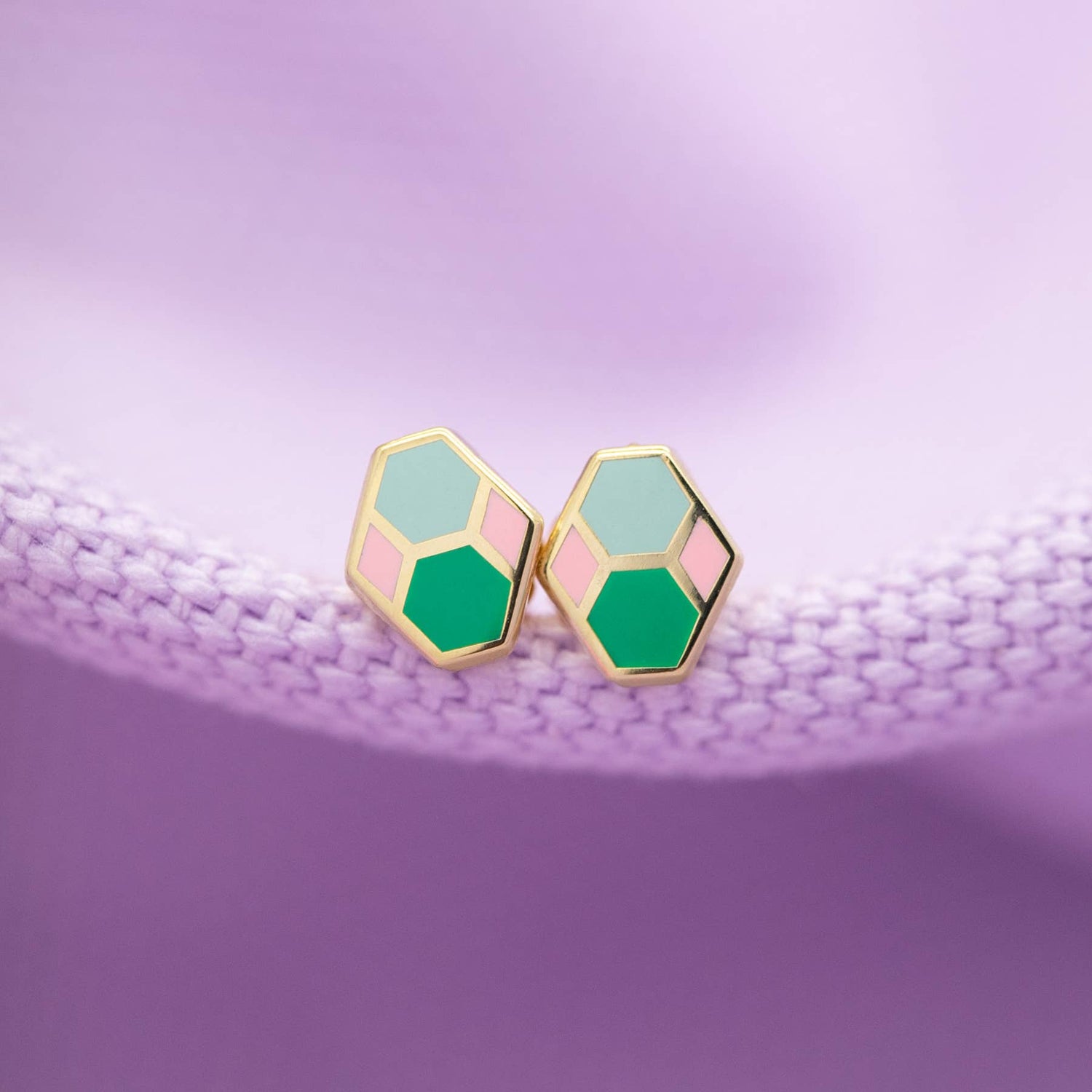 Hex Tile Earrings: Green