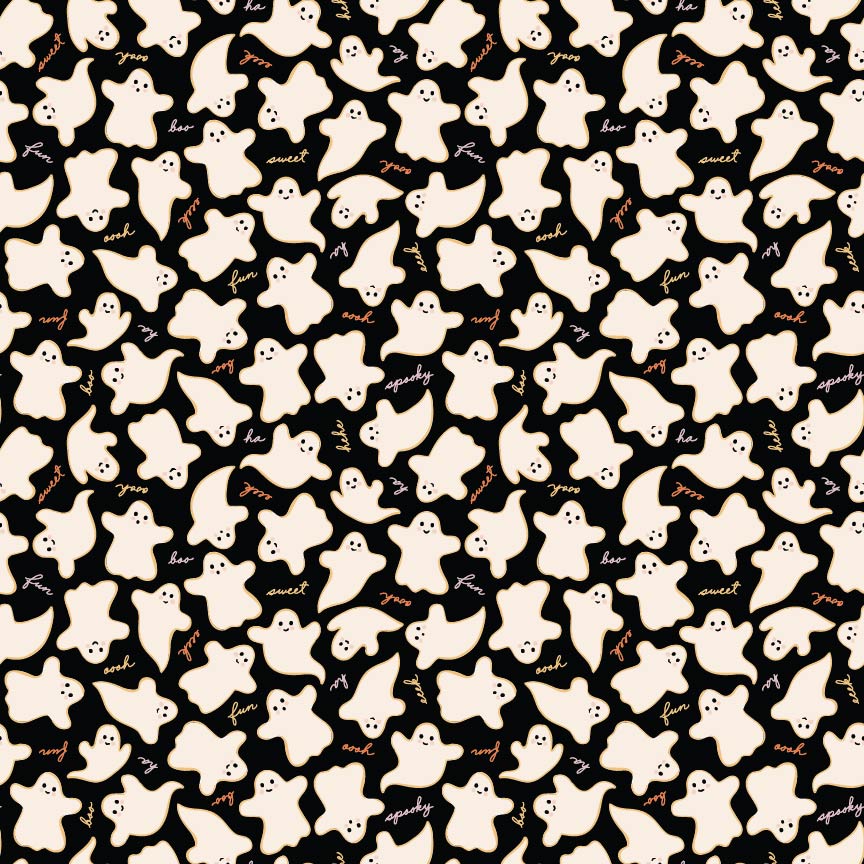 Sweet Tooth || Eek's & Boo's Black || Cotton Quilting Fabric Half Yard