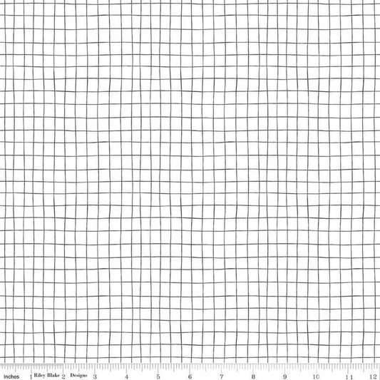 Wild and Free || Grid White || Cotton Quilting Fabric || Half Yard