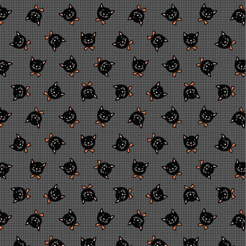 Sweet Tooth || Kitty Box Black || Cotton Quilting Fabric Half Yard