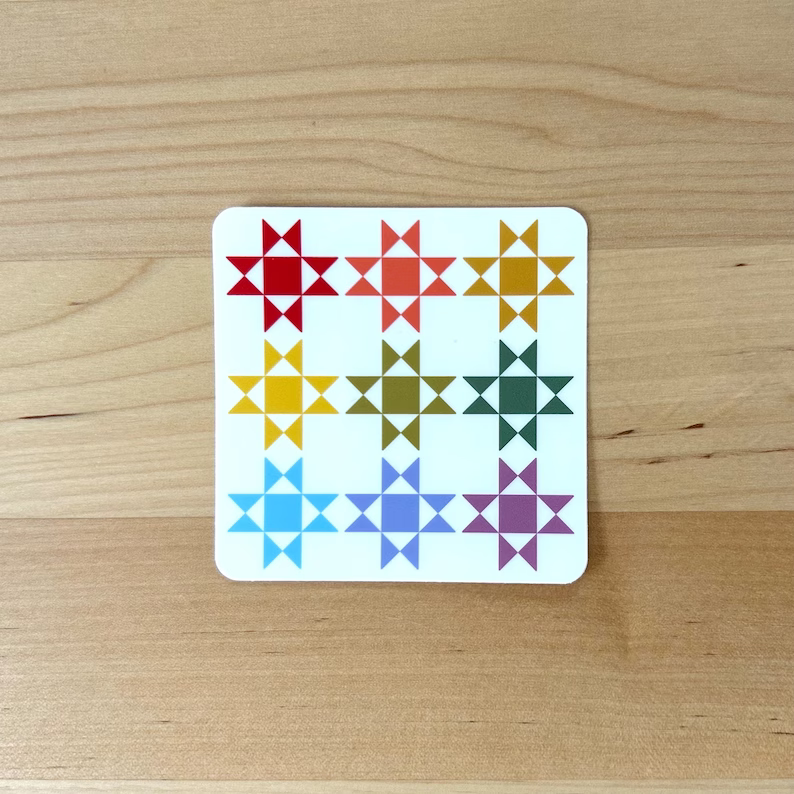 Rainbow Quilt Block Vinyl Stickers Ohio Star