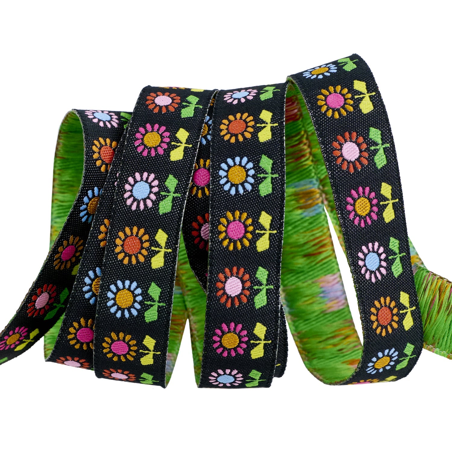 Designer Renaissance Ribbons: Daisy Black 5/8" BTY