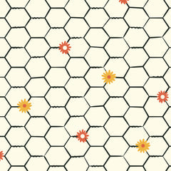 Homestead Haven || Floral Chicken Wire Ivory || Organic Cotton Quilting Fabric
