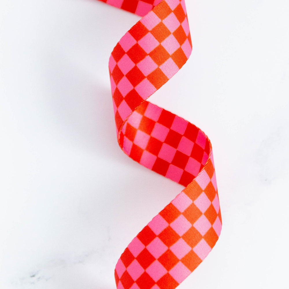 1.5" Checkered Webbing || Strawberry || Stitch Supply Co. || Half Yard