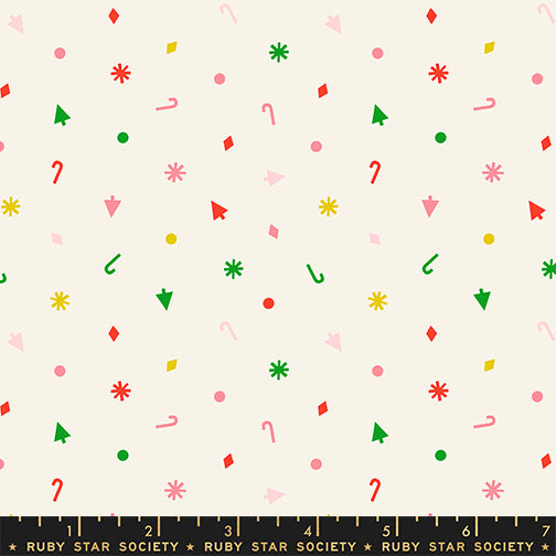 PREORDER MERRY HAPPY || Christmas Confetti Multi || Cotton Quilting Fabric