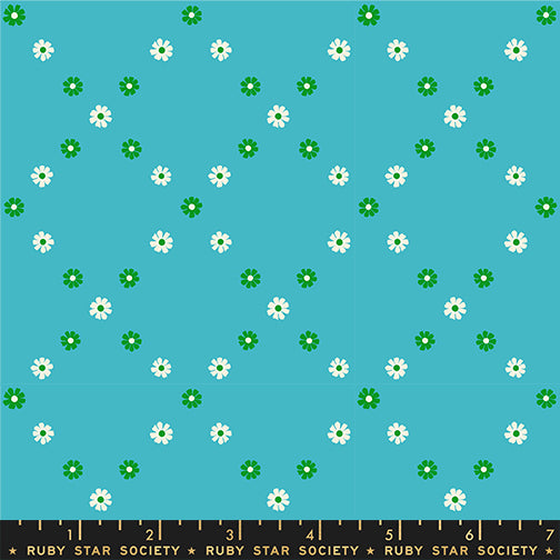 Best Day Ever || Diamond Flowers Dark Turquoise || Cotton Quilting Fabric