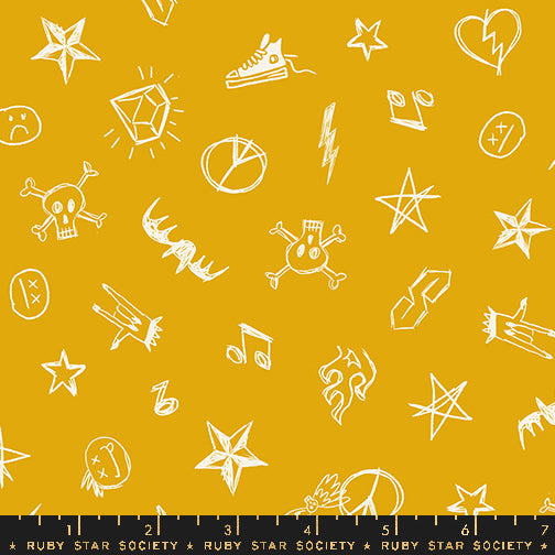 TEDDY AND THE BEARS || Groupie Goldenrod || Cotton Quilting Fabric || Half Yard