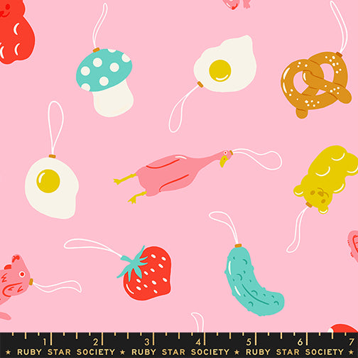 PREORDER MERRY HAPPY || Find the Pickle Melody Pink || Cotton Quilting Fabric