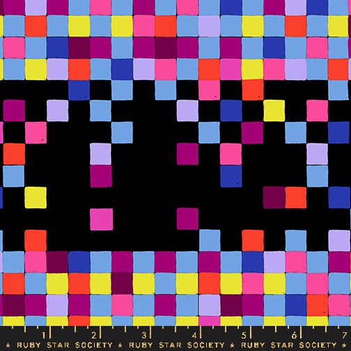 Glow Garden || Pixels Black || Cotton Quilting Fabric