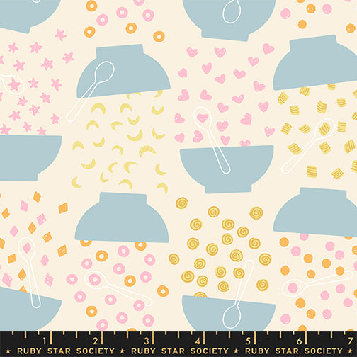 PREORDER Egg and Friends || Flying Cereal Natural || Cotton Quilting Fabric