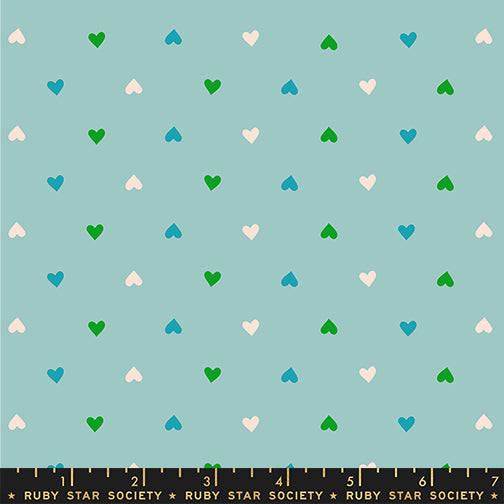 Best Day Ever || Hearts Turquoise || Cotton Quilting Fabric