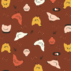 Homestead Haven || Free Range Hens || Organic Cotton Quilting Fabric