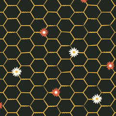 Homestead Haven || Floral Chicken Wire Black || Organic Cotton Quilting Fabric